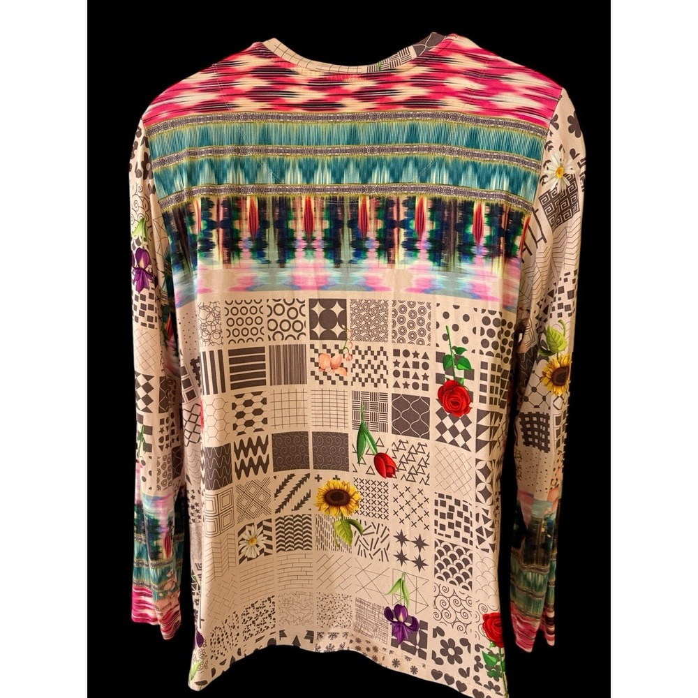 Johnny Was Women Tee L‎ Bamboo Patchwork Floral Long Sleeve Swing Boho R16120B - Picture 7 of 9